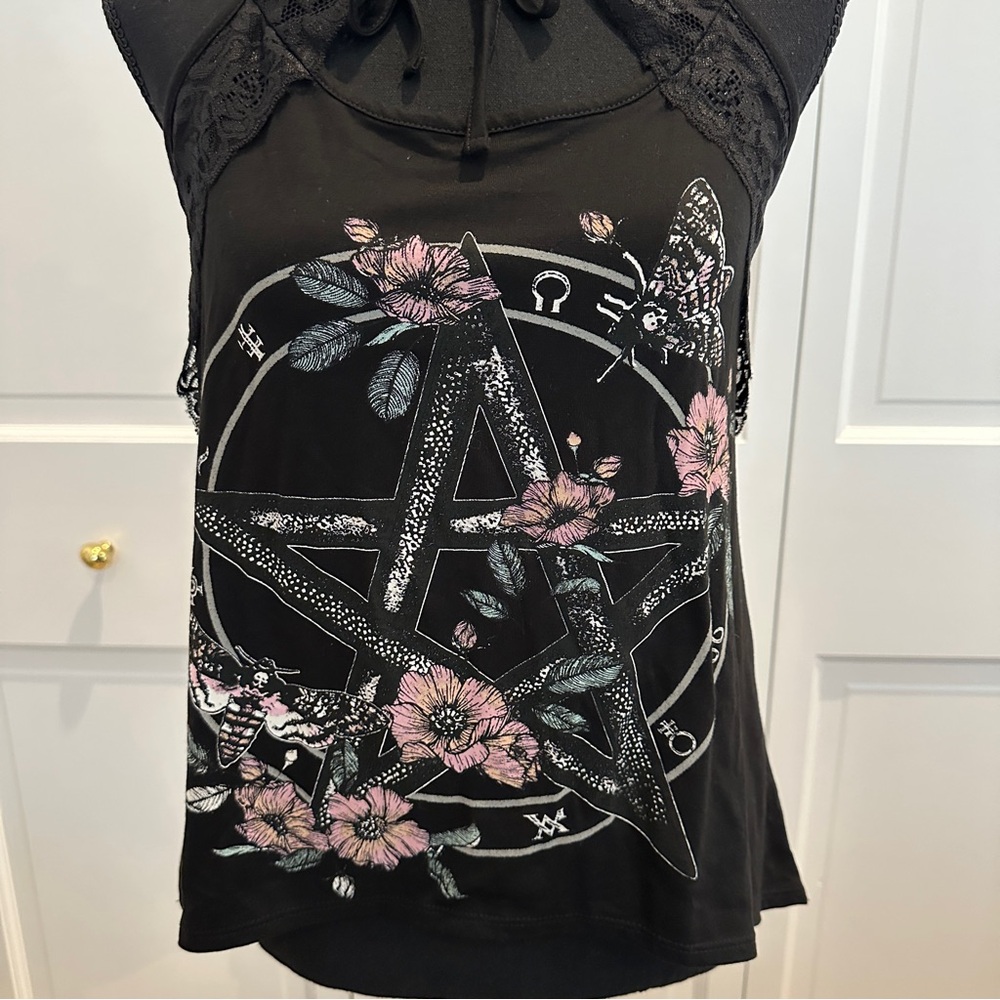 Midnight Hour Floral Pentagram Racerback Tank - Picture 5 of 8